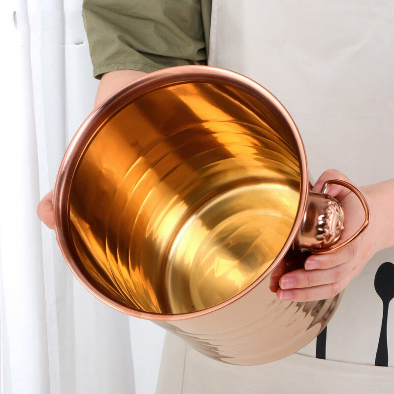 Stainless Steel Ice Bucket Gold Ice Holder Container With Scoops Whiskey Beer Ice Chiller Cooler Bar Tool For Party