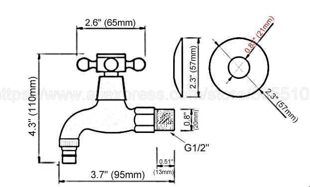 Garden Retro Style Antique Brass Finish Washing Machine Faucet Bibcocks Cold Water Tap zav102