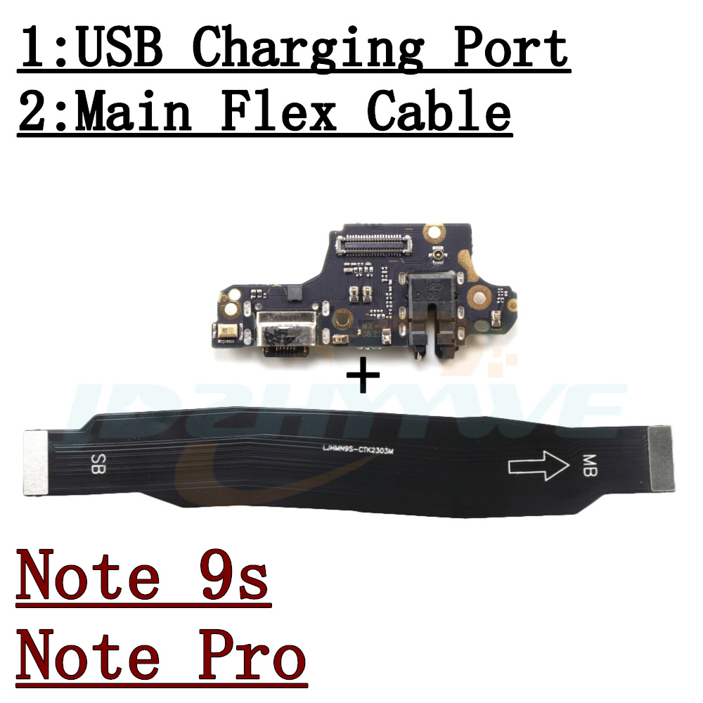 USB-Ladeanschluss SIM-Kartenleser-Anschlussplatine für Xiaomi Redmi Hinweis 9S 9 10 10s 11 11s 12 12S 13 Profi+ 5G 4G Hauptflexkabel: Braun