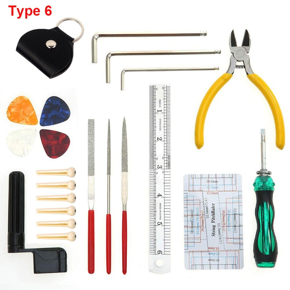 22PCS Repairing Maintenance Tools Guitar Tool Kit String Organizer String Action Ruler Gauge Measuring Tool Hex Wrench Set: Type 6