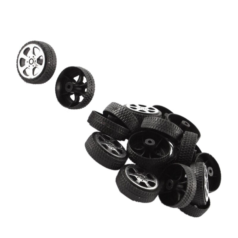 Plastrulle 2mm dia aksel bil lastbil model legetøj hjul 20 mmx 6mm 20 stk