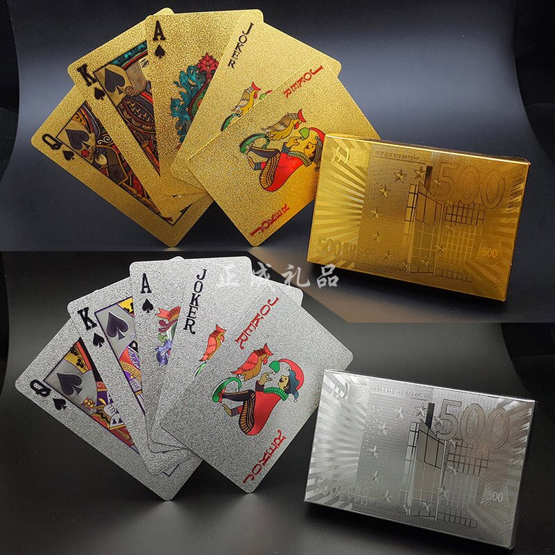 Heißer Spielkarten Mit 24K Gold Blatt Dollar Volle Deck Poker Spiel einstellen Kunststoff Magie Karte Wasserdichte Karten baralho Spiel: EUR Gold