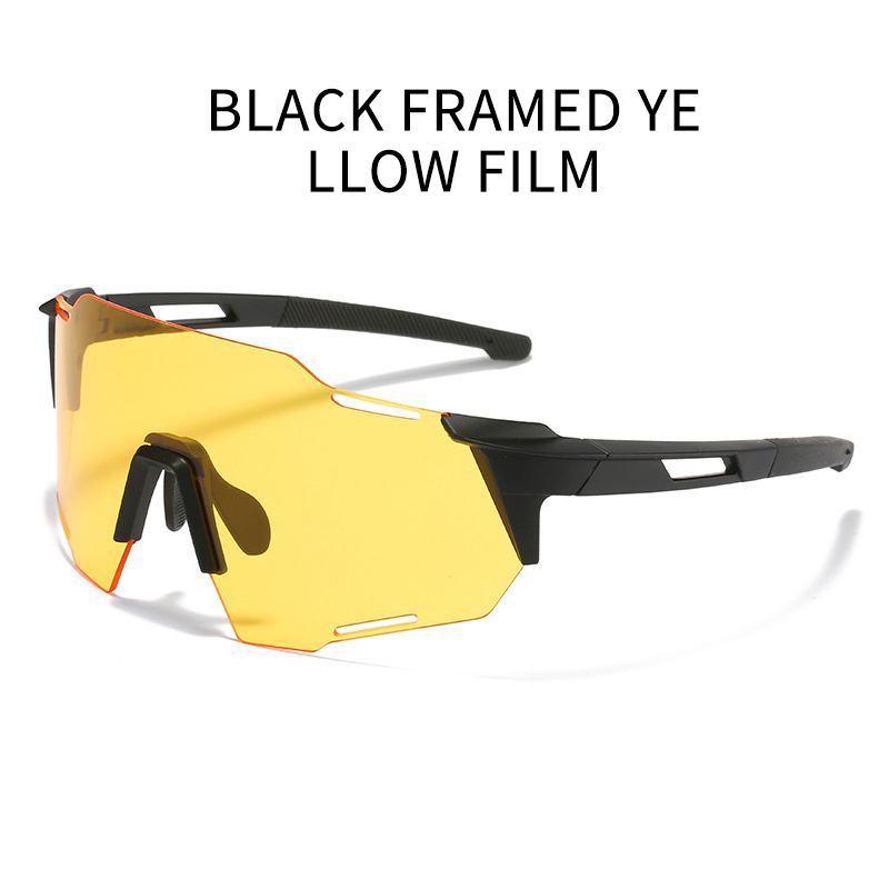 ESLNF Fietsbril Zonnebril Sport Gepolariseerde Lens Heren Dames Outdoor Fietsbril Fiets Winddicht Brillen Bril 7 Kleuren: YELLOW