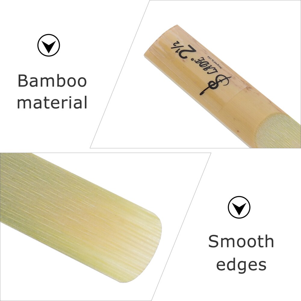 Lengüetas de saxofón de bambú, recambio de lengüeta tradicional de 2,5 saxofón, fuerza de bambú, 10 Uds.