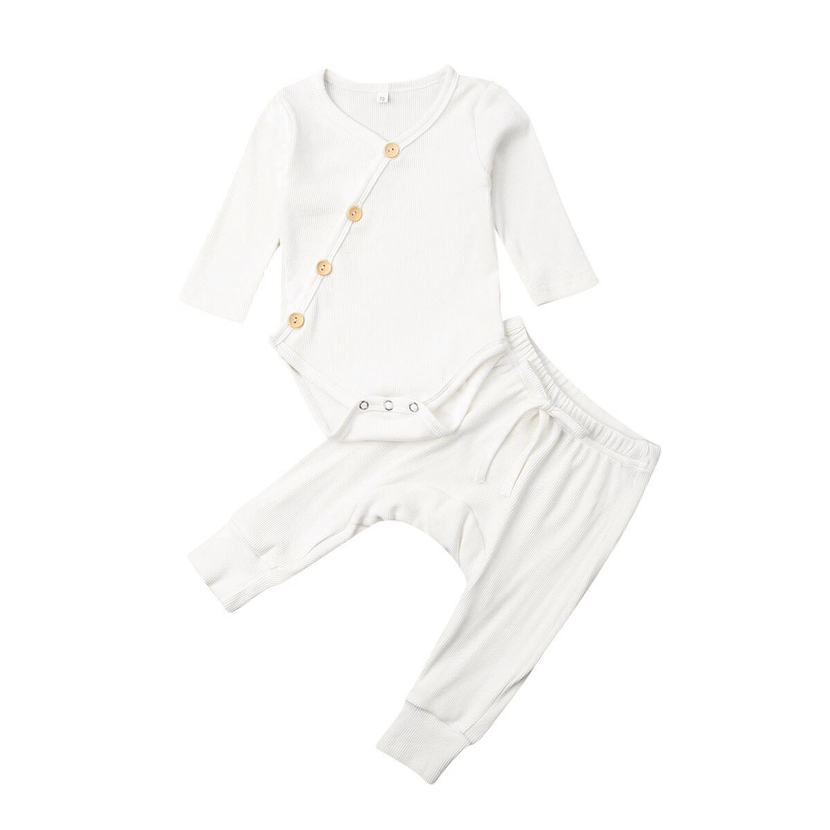 Baby Lente Herfst Kleding Baby Baby Baby Boy Meisje Kleding Winter Lange Mouw Tops Broek Outfits 2 Stuks Sets trainingspakken: WHITE / 3M