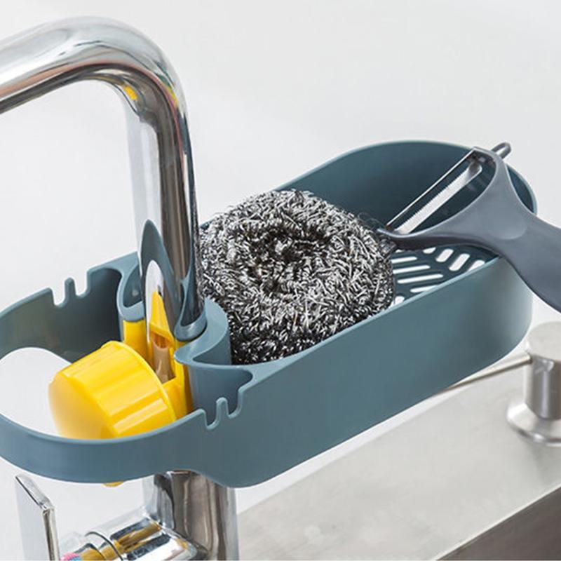 Keuken Spons Houder Plastic Gootsteen Caddy Organisator Duurzaam Borstel Zeep Afwasmiddel Afdruiprek Mand Voor Aanrecht