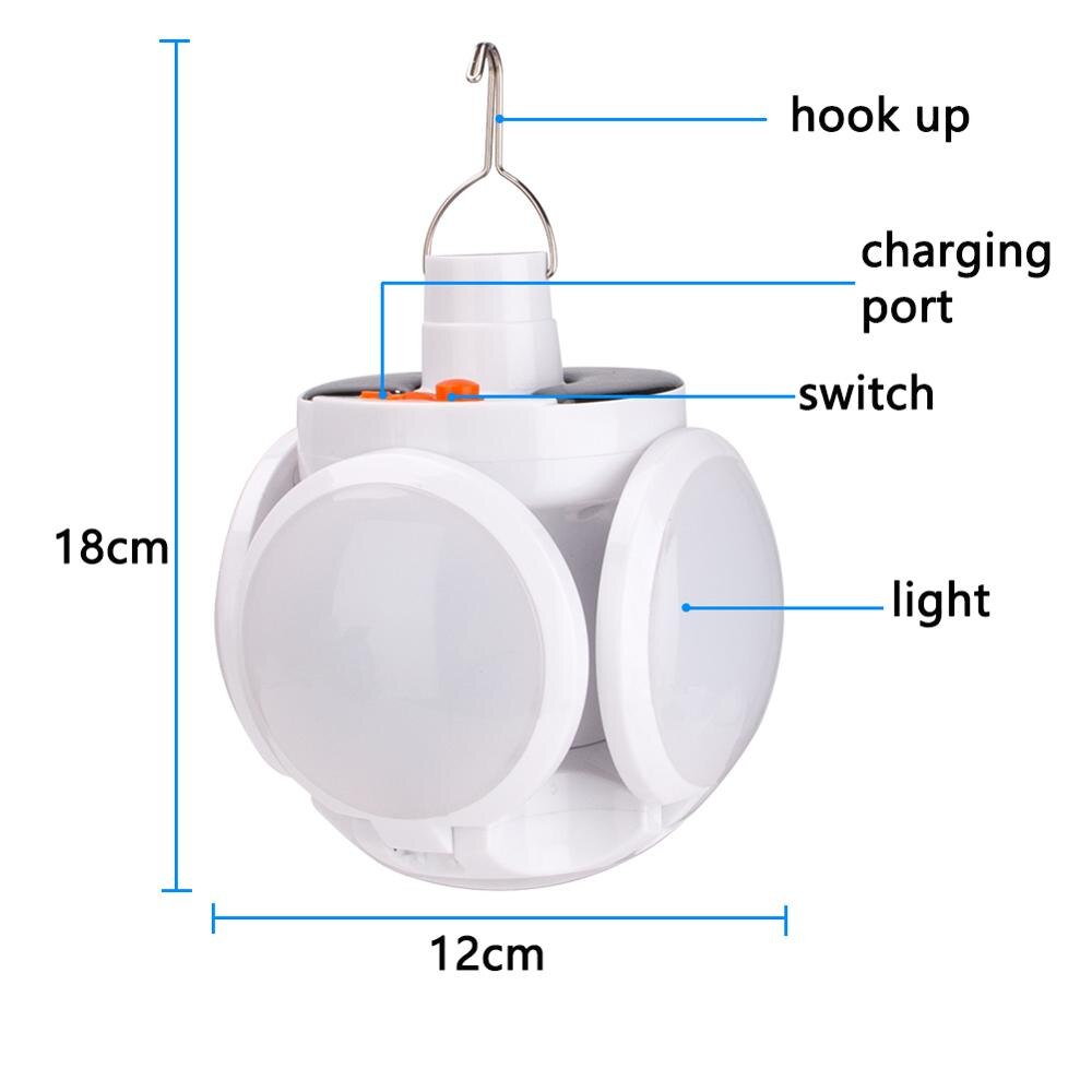 Led-lamp op zonne-energie, waterdicht, noodverlichting op zonne-energie/usb-kabel, oplaadbare lamp, draagbare campingtuinverlichting, zonnelamp