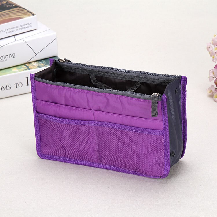 Bolsa de maquillaje multifunción, neceser pequeño para cosméticos, organizador de viaje, bolsa de almacenamiento para artículos de tocador, kit de aseo CC001: Purple