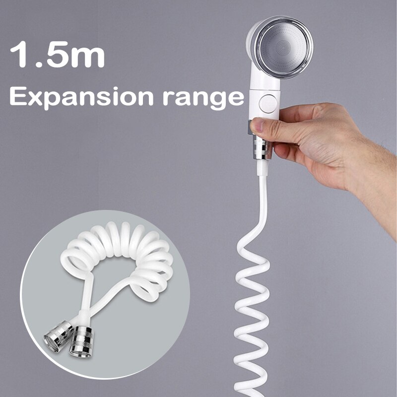 Faucet External Shower Set Including Diverter &amp; Holder Rack &amp; Retractable Hose Switchable Universal Tap Extender Sprayer MAZI888