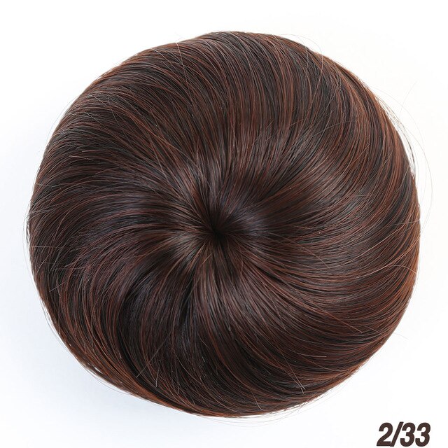 Buqi – chignon synthétique court et lisse pour femme adulte, anneau à donuts, résistant à la chaleur, accessoires de coiffure tendance: 2I33