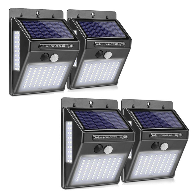 100 LED Solar Light 4 stuks Outdoor Tuin Decoratie Verlichting Waterdicht Path Solar Wandlamp PIR Motion Sensor Zonne-energie lamp