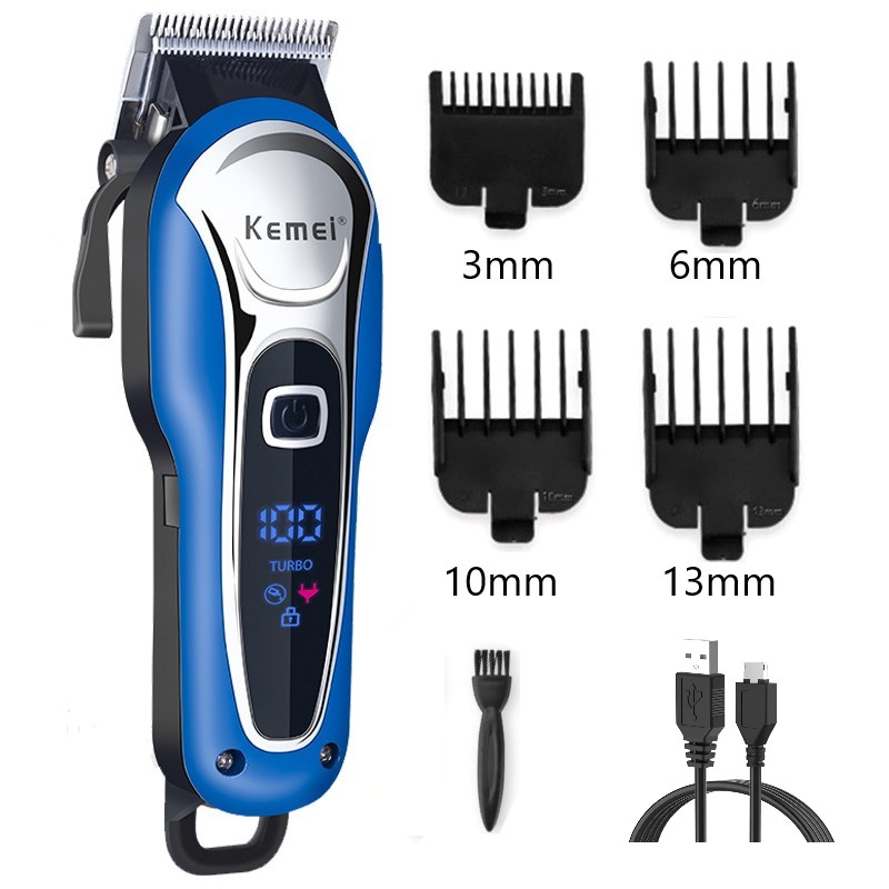 Kemei tondeuse tondeuse professionele tondeuse heren elektrische baardmes tondeuse tondeuse draadloos bedraad: Black