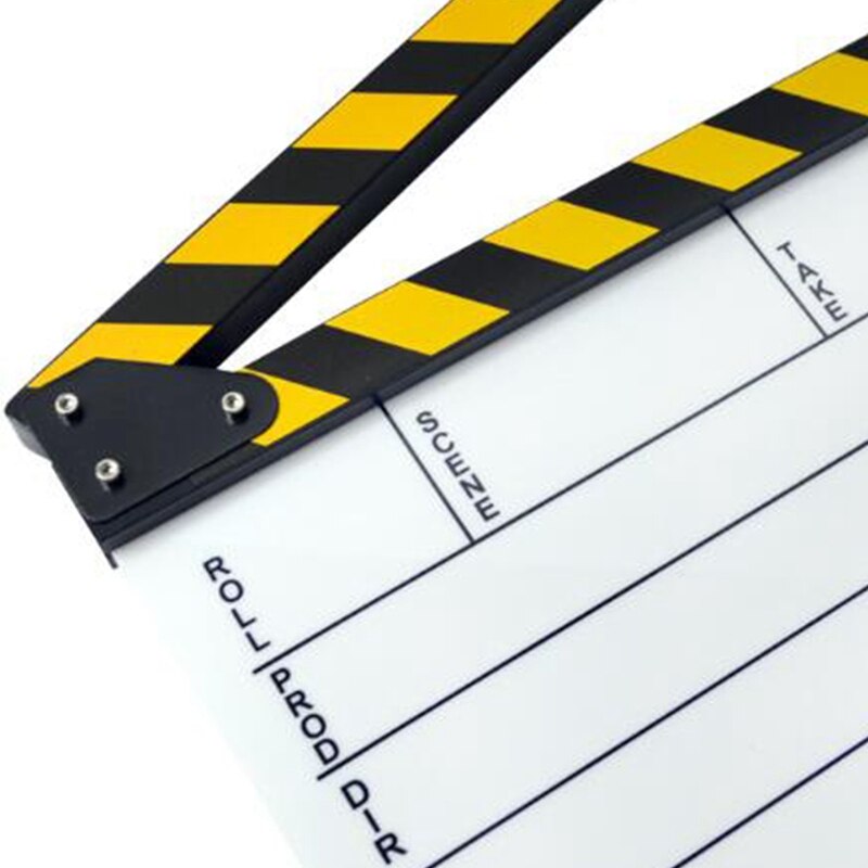 Dry Erase Acrylic Director Film Clapboard Movie TV Cut Action Scene Clapper Board Slate-White