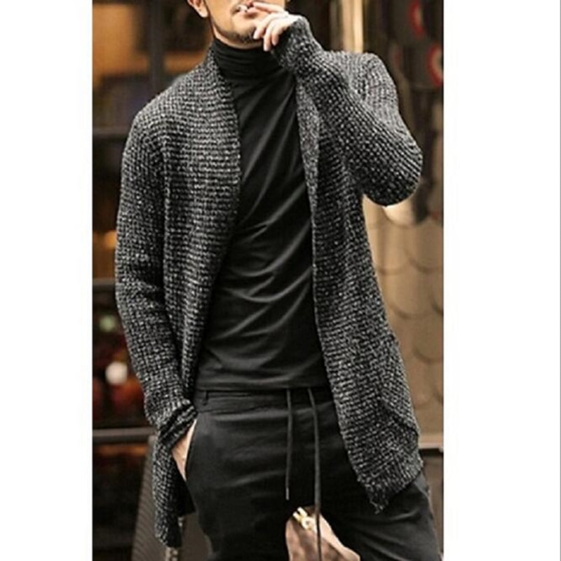 Efterår vinter cardigan herre sweater herre casual grå sorte herre sweatere s -3xl