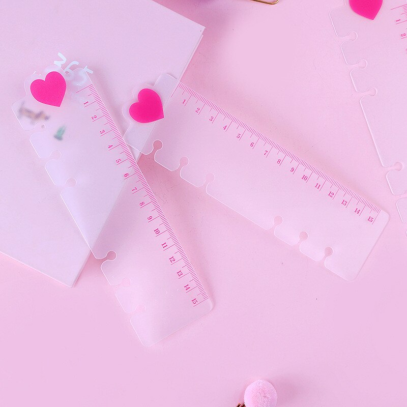 2 uds regla bonita para 6 agujeros cuaderno con espiral y hojas sueltas índice marcapáginas regla Loose-Leaf de la página de accesorios para cuadernos