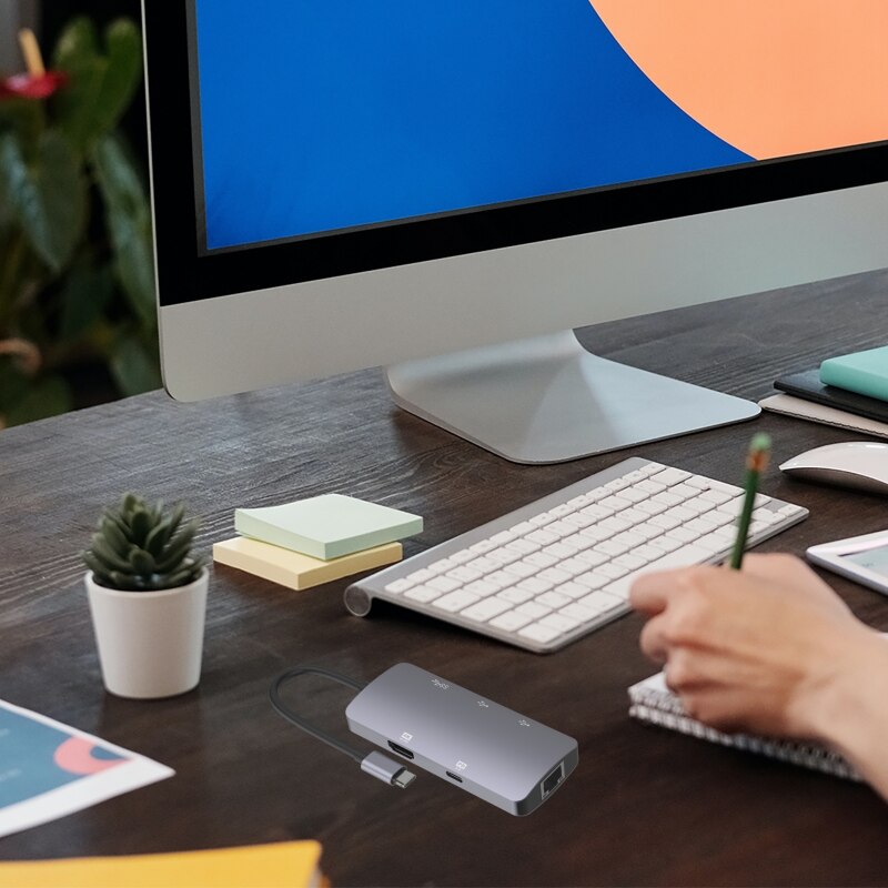 2022 Type-C Hub 6 In 1 Usb 3.0 Type C Docking Station Hdmi-Compatibel 4K pd Rj45 Ssd