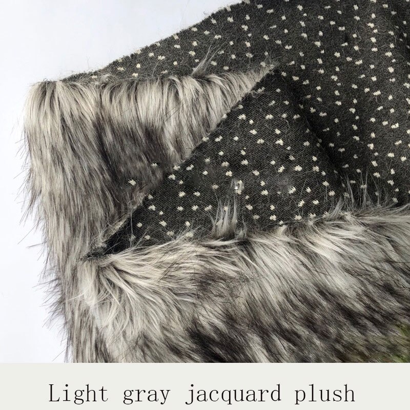 Faux Fur Lichtgrijs Jacquard Pluche Bontkraag Stof