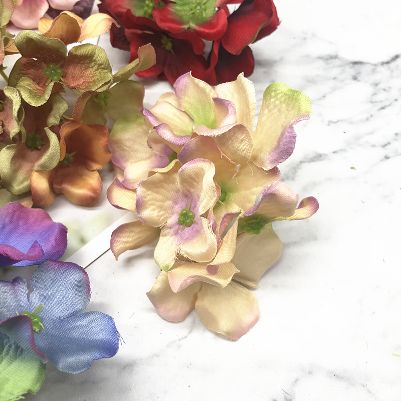 Yooromer 5 stk kunstig silke dekorativ hortensia headsdiy blomsterhoved silkeblomst til bryllup boligindretning blomst