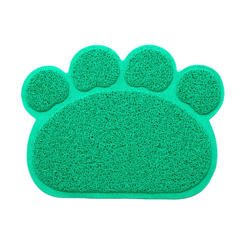 Pfote Geformt Katzenstreu matt Wurf Fangen Pad Wasserdichte PVC Haustier Hundefutter Matten Fütterung Tischset Einfach Waschen Nicht-Unterhose Boden Pads: Grün / L(45x60cm)