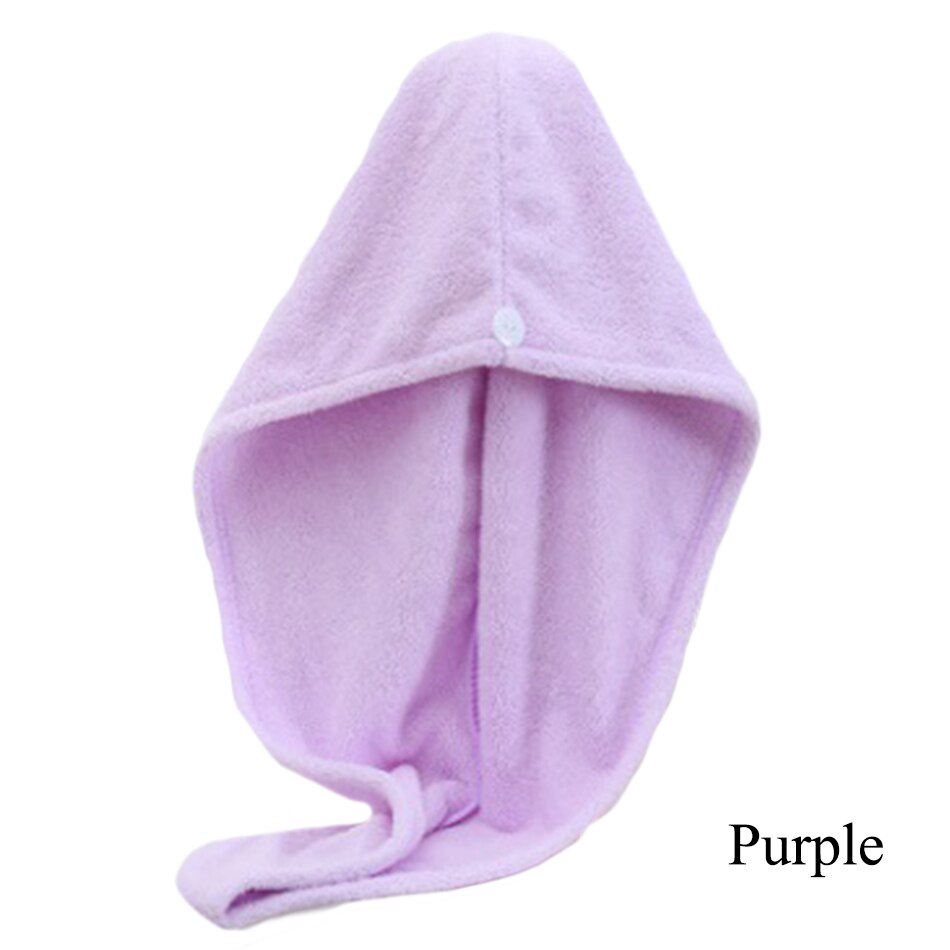 Microfiber Hair Towel Wrap for Women Girls, Quick Dry Towel for Long Curly Hair, Hair Drying Soft Towels with Button 8 Colors: Purple / 2pcs
