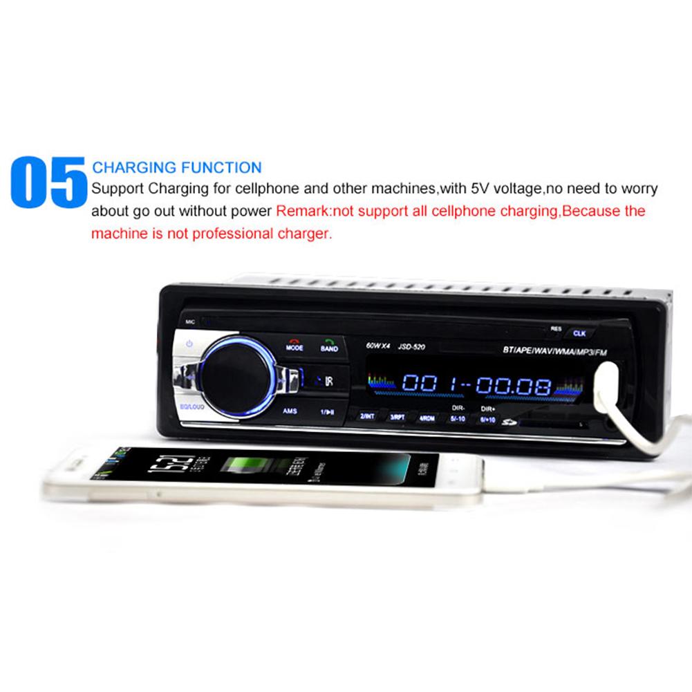 Bluetooth Auto MP3 Speler Audio Stereo 4X60W Voertuig Radio 12V In-Dash 1 Din Fm Aux Ingang Ontvanger