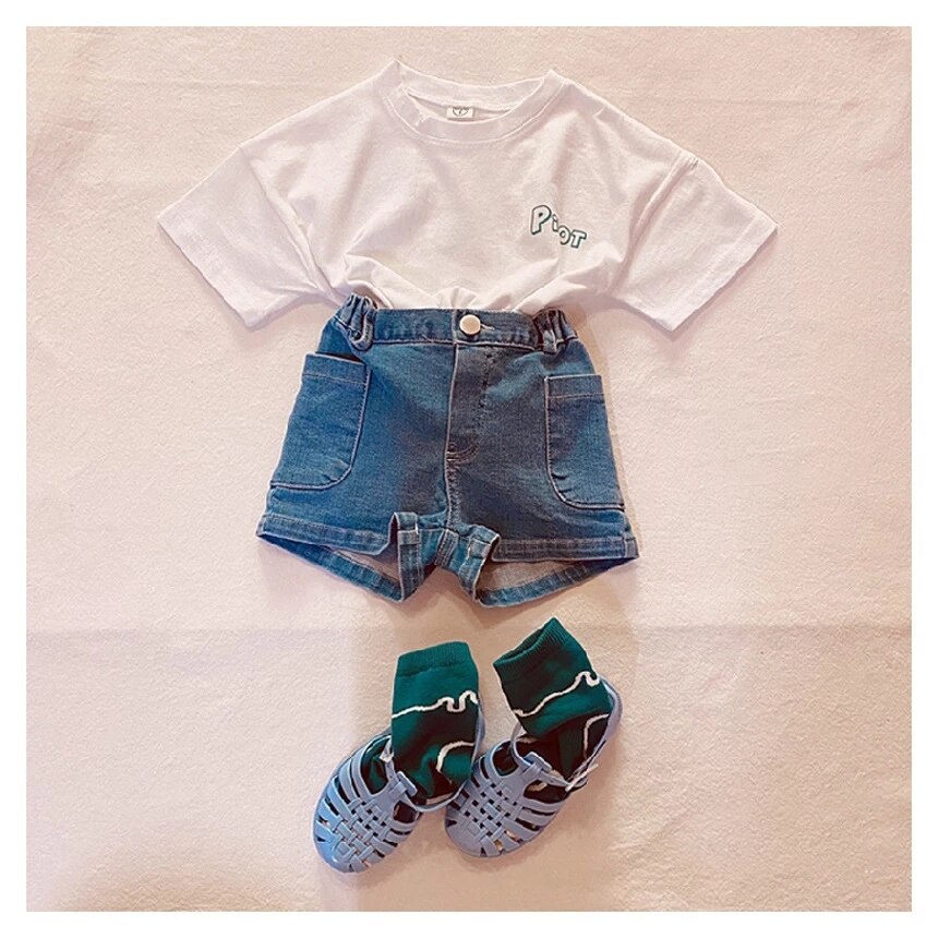 2021 estate neonate pantaloncini di jeans bambini cotone elastico Denim pantaloni corti abbigliamento coreano per bambini