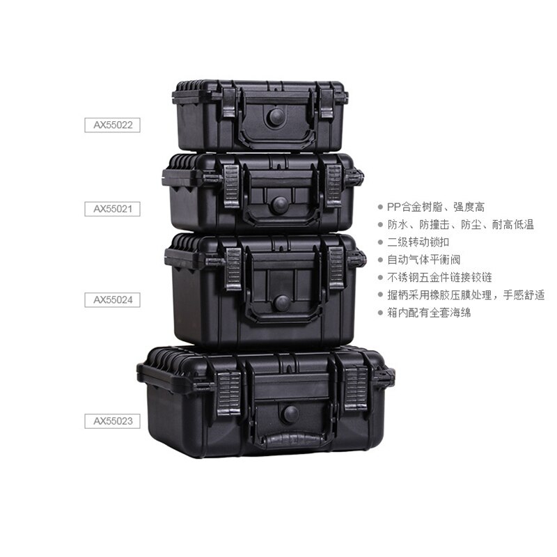 Protective Safety Toolbox Equipment Suitcase Instrument Box ABS Plastic Sealed Aviation Safety Toolbox with Foam Lining