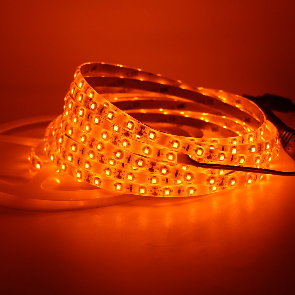 1 m 5 m led strip licht 600nm True Oranje geen Amber Geel waterdichte 3528 SMD 60 leds/m 120 leds/m kerst string tape lamp DC 12 v