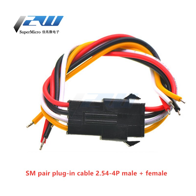 5pairs SM pair plug line 2/3 / 4P connection line pair wiring electronic wire 2.54MM male and female pair plug a set of male bus: 4P 2pair x5 / 20cm