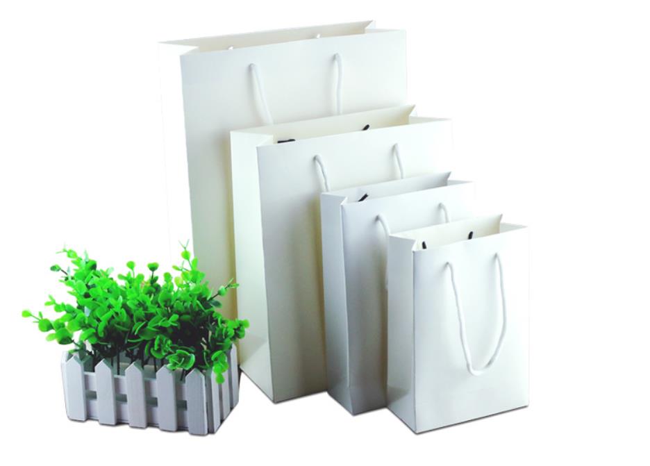 10pcs Multiple sizes Vertical Eco-friendly reusable white cardboard paper handbags,office,shopping bags,clothes reticule