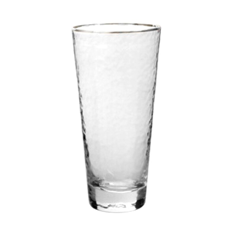 Taza de leche y café con borde dorado, vaso de Agua de Cristal martillado, vaso de zumo sin plomo, taza de bebida transparente, vaso de vidrio para el hogar: E-colorless 380ml