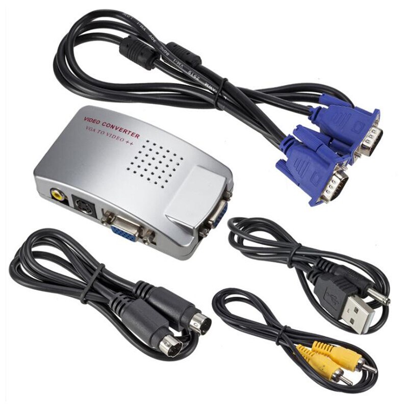 Universal VGA to AV Video Converter RCA Signal Adapter Converter Video Switch Box Composite for Computer Laptop PC