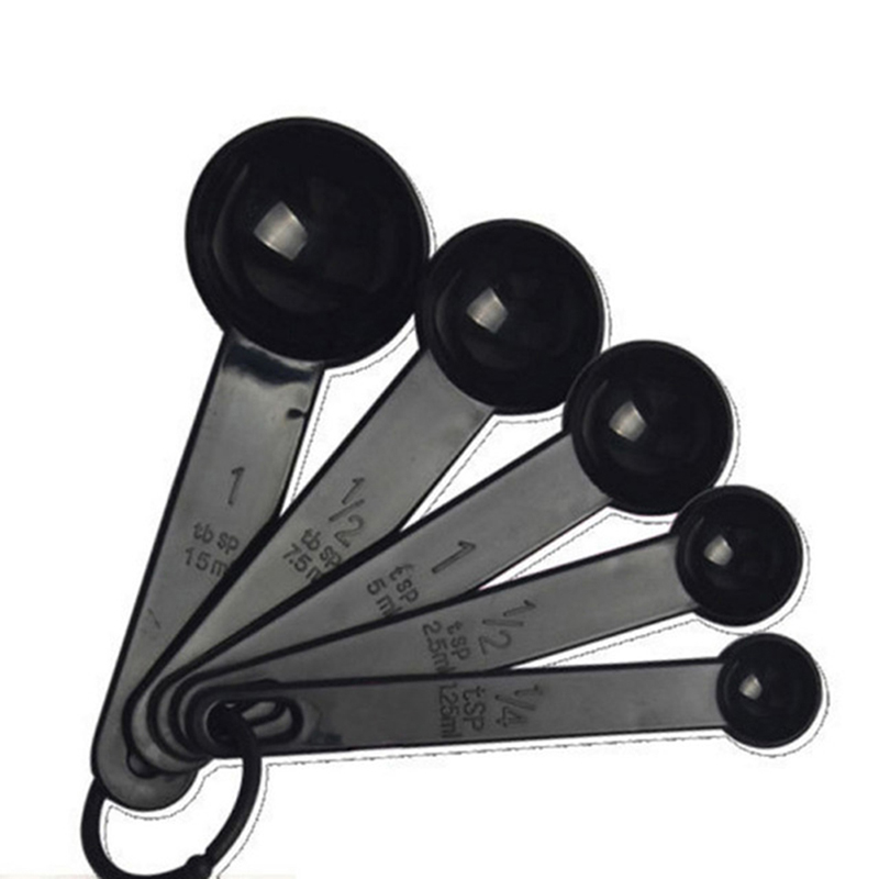 Salt oil kitchen spoon lovely colour measuring works spoons cup baking utensil set kit spoon kitchenware 5pcs: Red