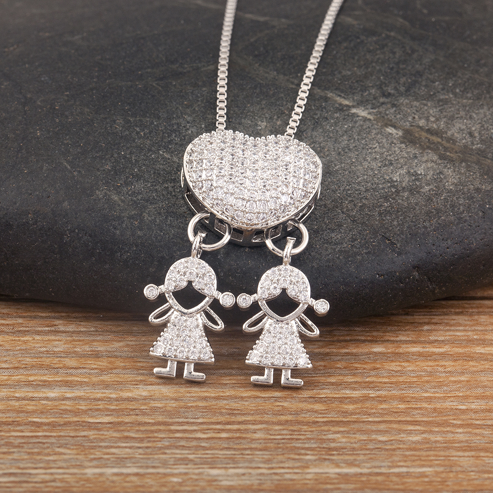 Nidin Trend Son/Daughter Boy/Girl Pendant Necklaces Female Versatile Chain Choker Jewelry Birthday: Antique Silver Plated