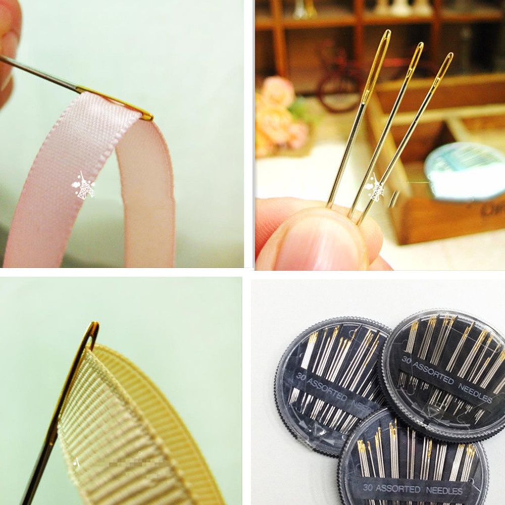 30PCS Assorted Hand Sewing Needles Embroidery Mending Craft Quilt Sew Case Steel Needle Leather Denim Silk Canvas Cotton Needles