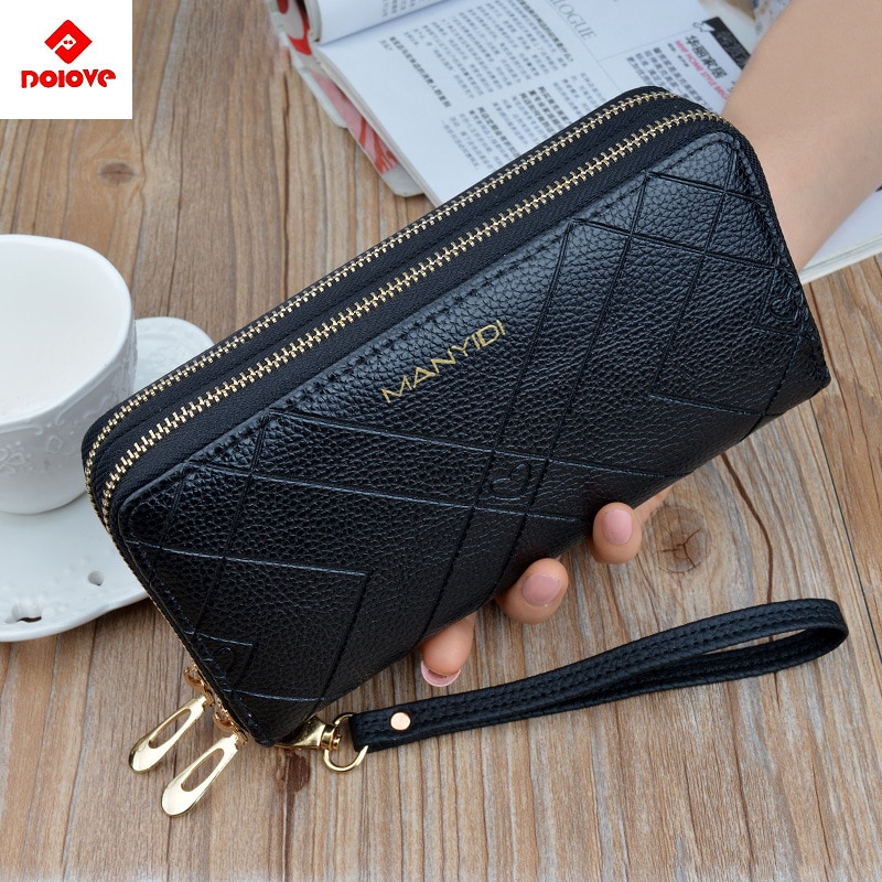 Phone Purses Women Wallets Big Female Purse Leather Brand Retro Ladies Long Woman Wallets Card Clutch Double Zipper