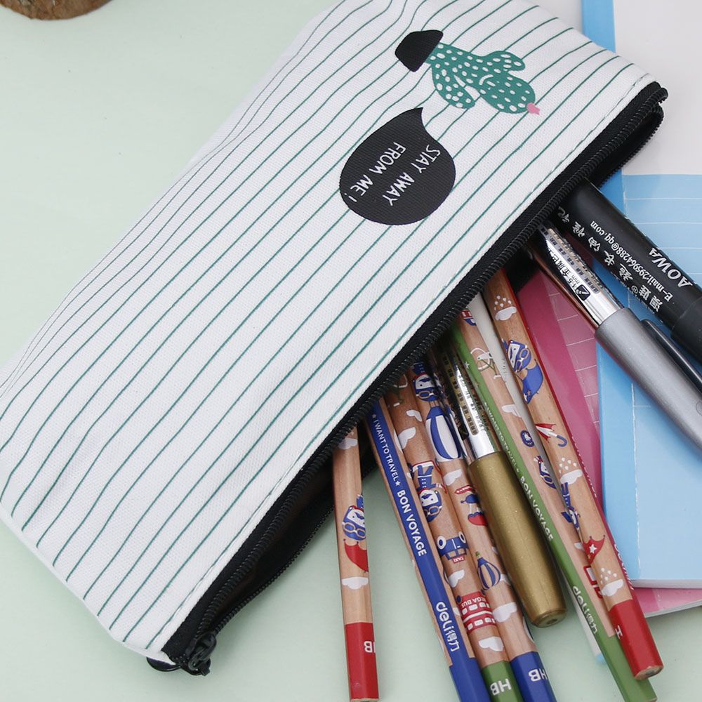 Cactus Pencil Case Canvas Plastics Kawaii Stationery Student Cute Pencil Box School Office Supplies