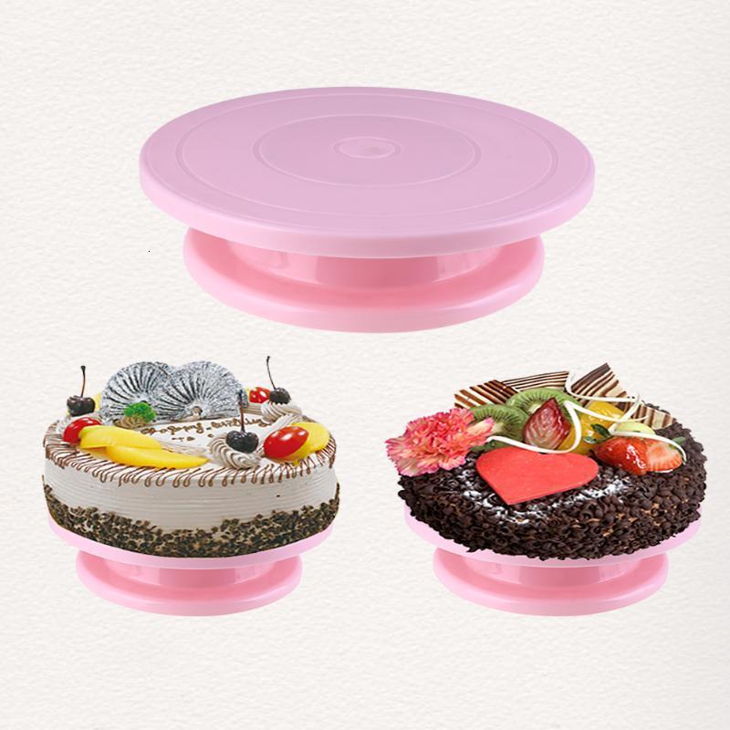 Verjaardag Cake Turntable Roterende Plastic Anti-Slip Cake Decor Draaitafel Taart Draaitafel Ronde Cake Stand Keuken Bakken Tools