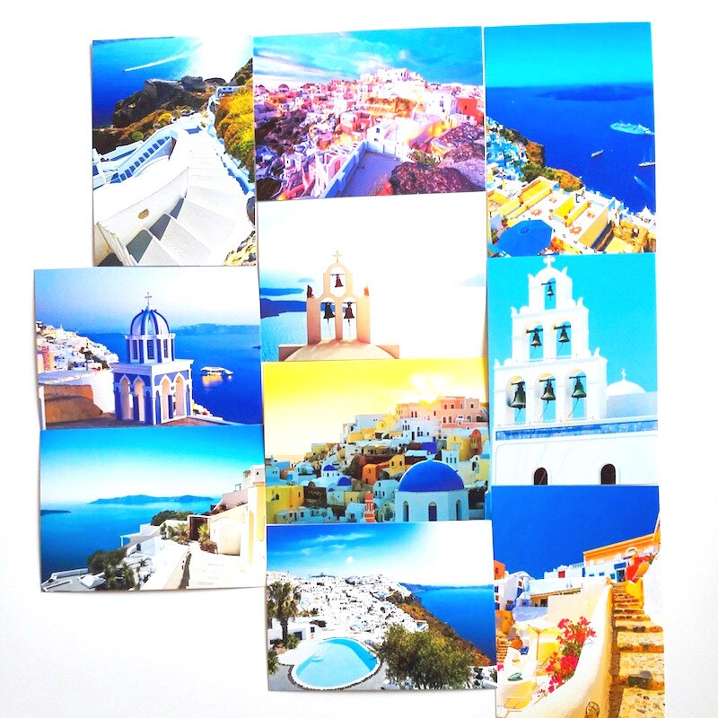 30Pcs/set Santorini Postcards Landscape Postcards Memory of Love Blue Postcard Sea Ocean Postcard