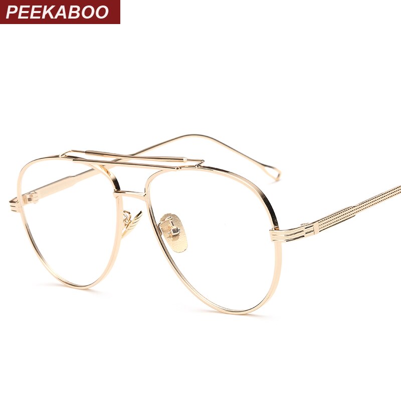 Peekaboo klar linse gull herre brilleinnfatninger for menn retro flat topp briller mann brilleinnfatning kvinner store
