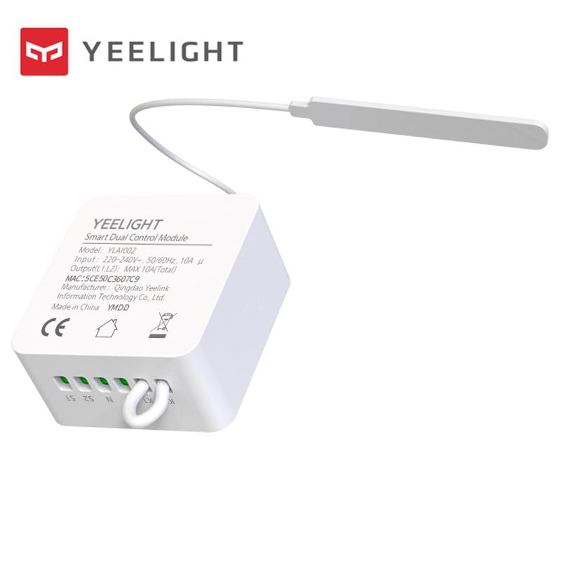Yeelight original módulo de controle em dois sentidos controlador de relé sem fio 2 canais interruptor inteligente trabalho para mijia app para wi-fi & ble