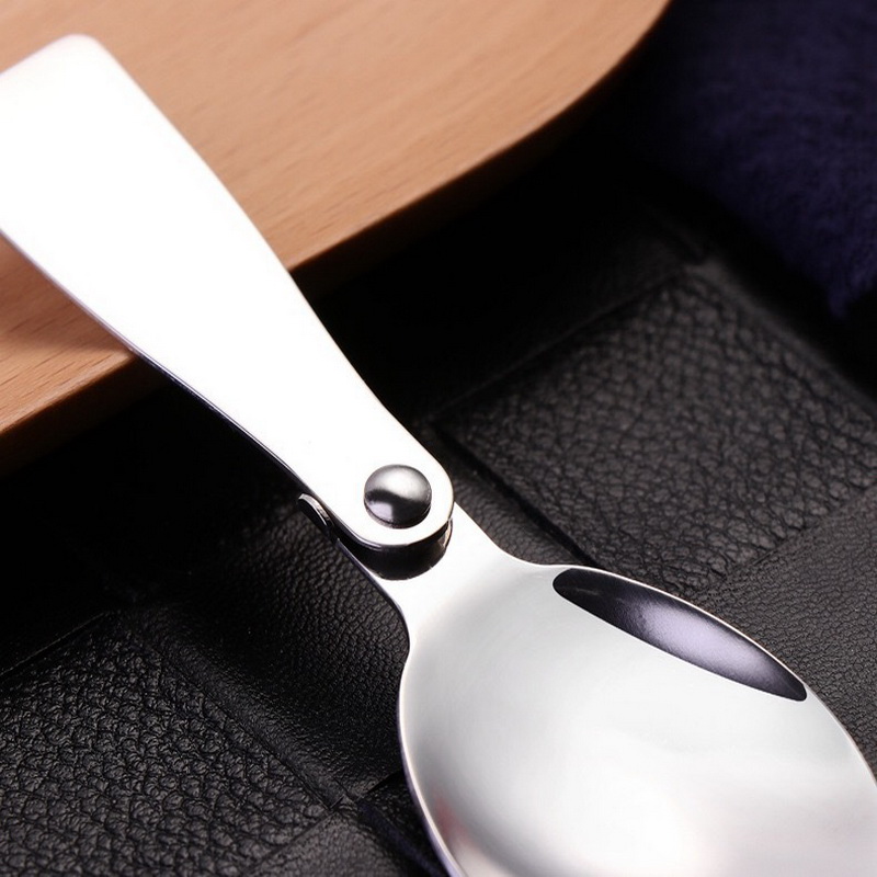 Draagbare Opvouwbare Lepel Zilver Rvs Picknick Camping Opvouwbare Lepel Voor Outdoor Wandelen Reizen Servies