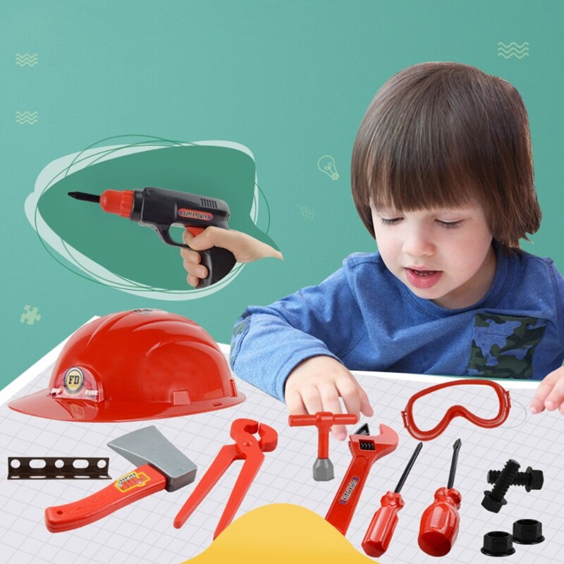 1Set Garden Tools Pretend Play Repair Tool Plastic Engineering Maintenace Toys GXMB