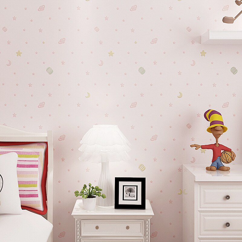 Wallpaper for stars and moon children blue night no woven boy and girl cartoon room Princess drawing paper