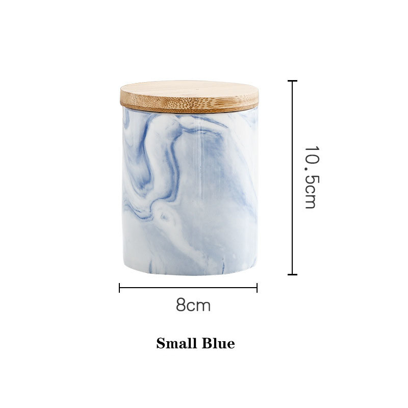 Ceramic Fresh-keeping Sealed Jar Bean Sugar Tea Coffee Storage Container Household Food Storage Box Kitchen Organization Tools: 8 x 10.5cm Blue