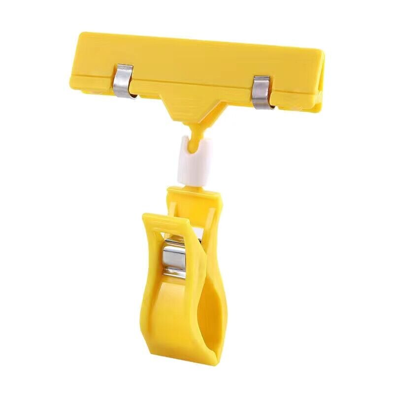 5pcs Double Head Adjustable Plastic Rotatable Sign Clips Merchandise Display POP Clip Label Tag Holder Stand: Yellow