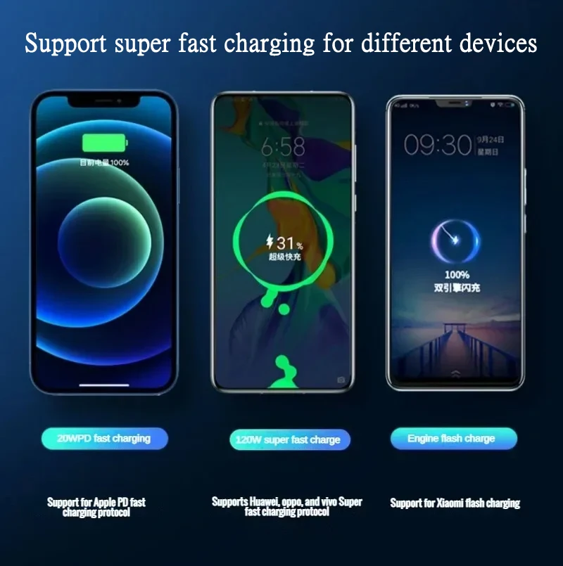 80000mah power bank 120w carregamento super rápido 100% capacidade suficiente carregador de bateria portátil display digital para iphone xiaomi