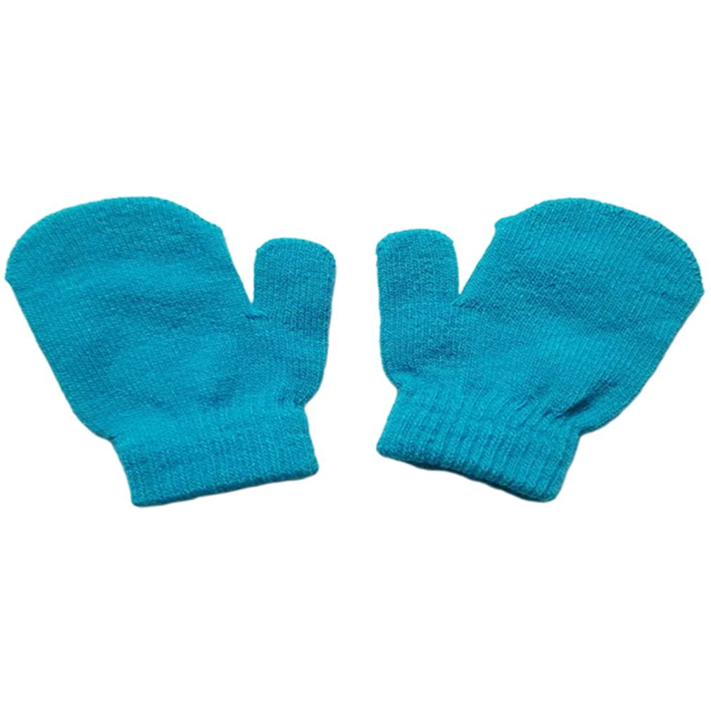 Guantes de invierno para niños, mitones de punto para recién nacidos, Niña y niño pequeño, guantes de invierno sólidos: lake blue