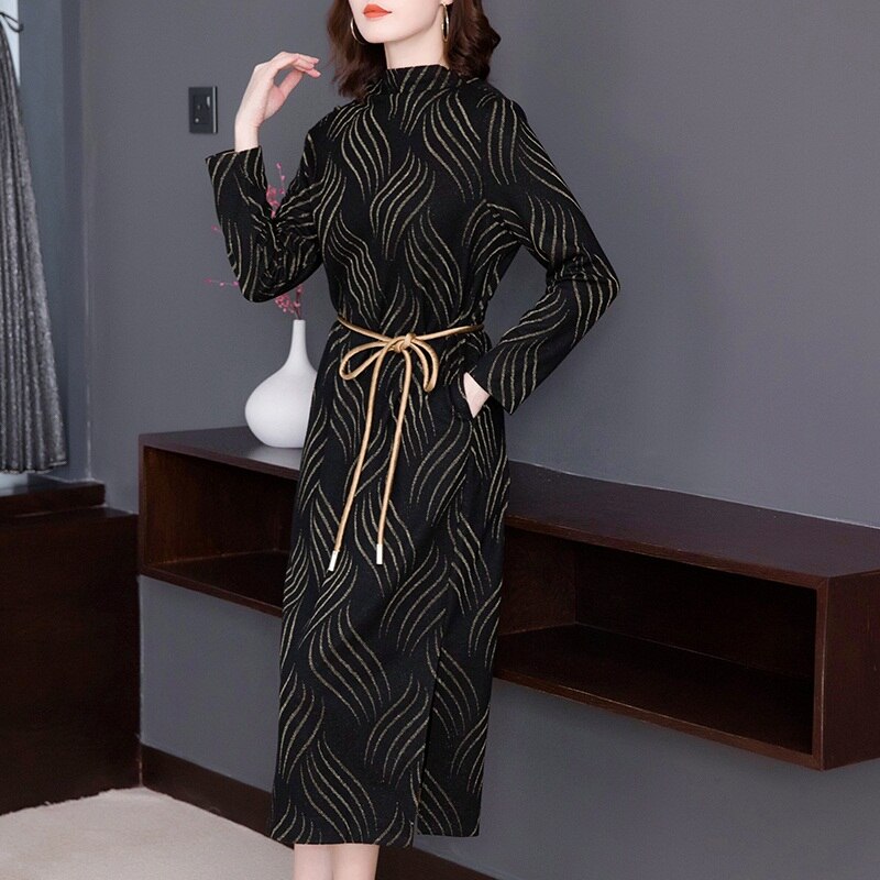 Vestido chino para mujer, Cheongsam moderno, manga larga, Qipao tradicional chino, otoño: 4XL