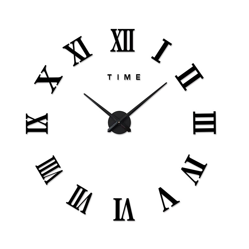 DIY Wall Stickers Acrylic Modern Roman Numerals Wall Clock 3D Mirror Surface Sticker Home Office Decor